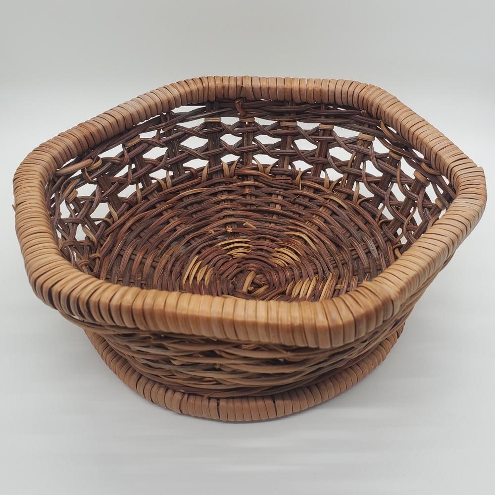 Vintage Hexagon Wicker Basket